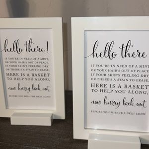 Wedding Bathroom Basket Signs - set of 2